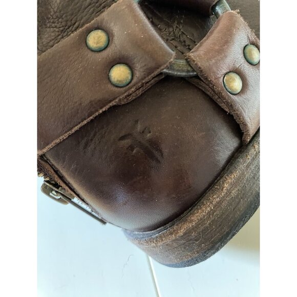 Frye Leather Harness Melissa Boots Women Sz 6.5 Brown Round Toe - Picture 7 of 13